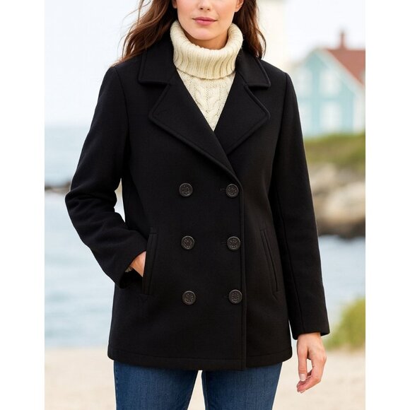 L.L.Bean Lambswool Peacoat Quilted Thinsulate Winter Coat - Picture 15 of 15